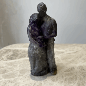 Handmade Resin Hugging Couple – Grey Tones, Elegant & Symbolic of New Life